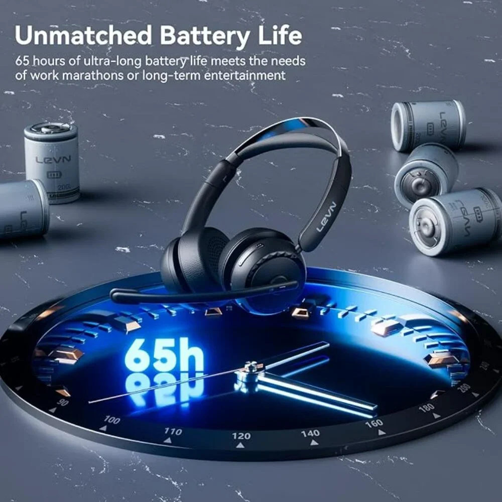NEW Bluetooth Wireless Headset with Mic, Charging Base, AI Noise Cancelling